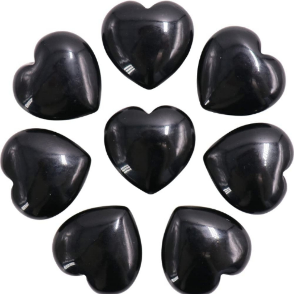 BOGO Genuine Black Obsidian Heart Stone Love GemStone Worry Pocket Palm Gem